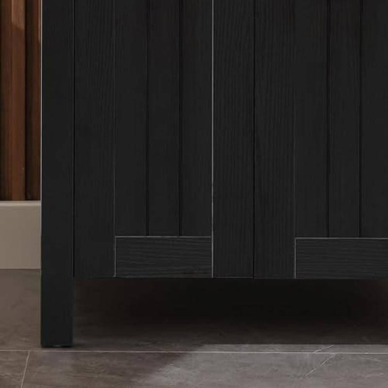 24 In Bathroom Vanity Vessel Sink Modern Cabinet Grooved Doors Metal Handles New