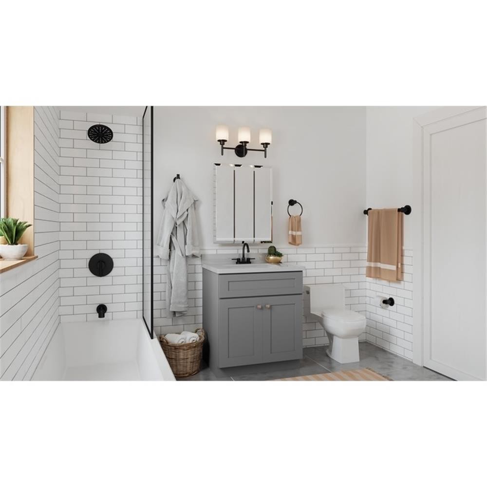 Pemberly Row 30″ Bathroom Vanity Ready to Assemble Solid Wood in Gray