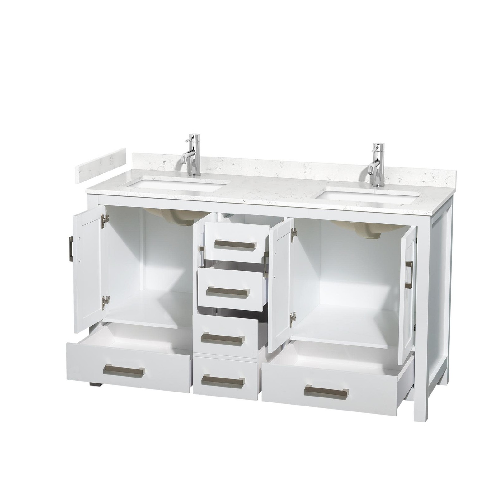 Wyndham Collection WCS141460D-VCA-MXX Sheffield 60″ – White / Carrara Cultured