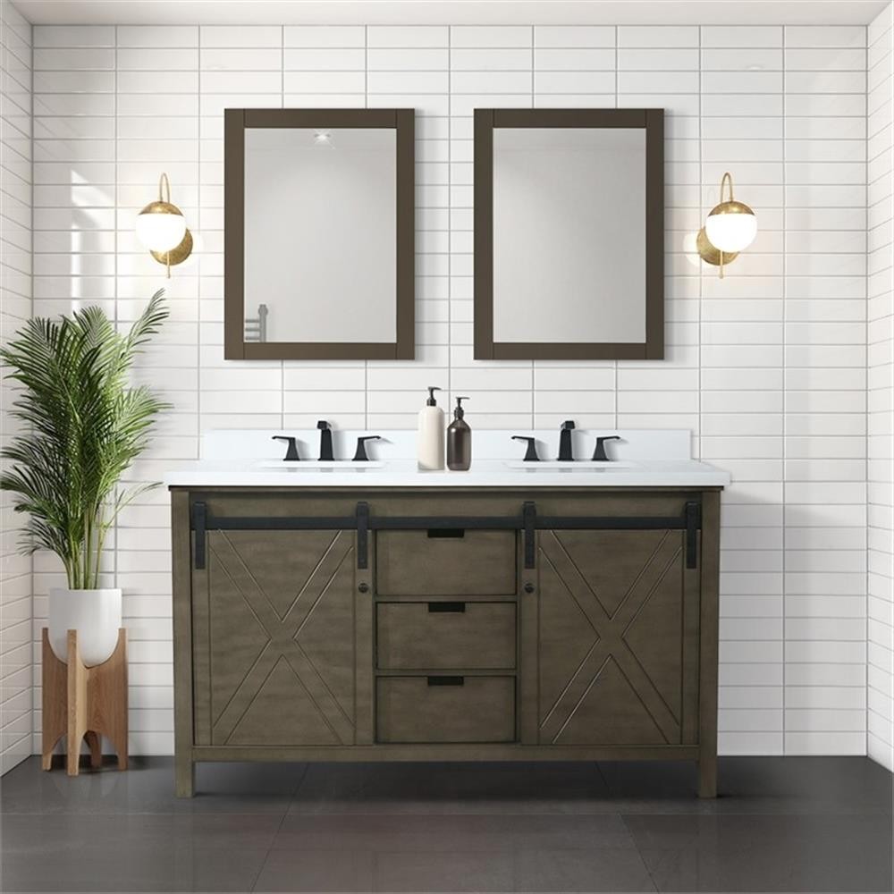 Lexora Home Marsyas 60″ Vanity Cabinet in Rustic Brown