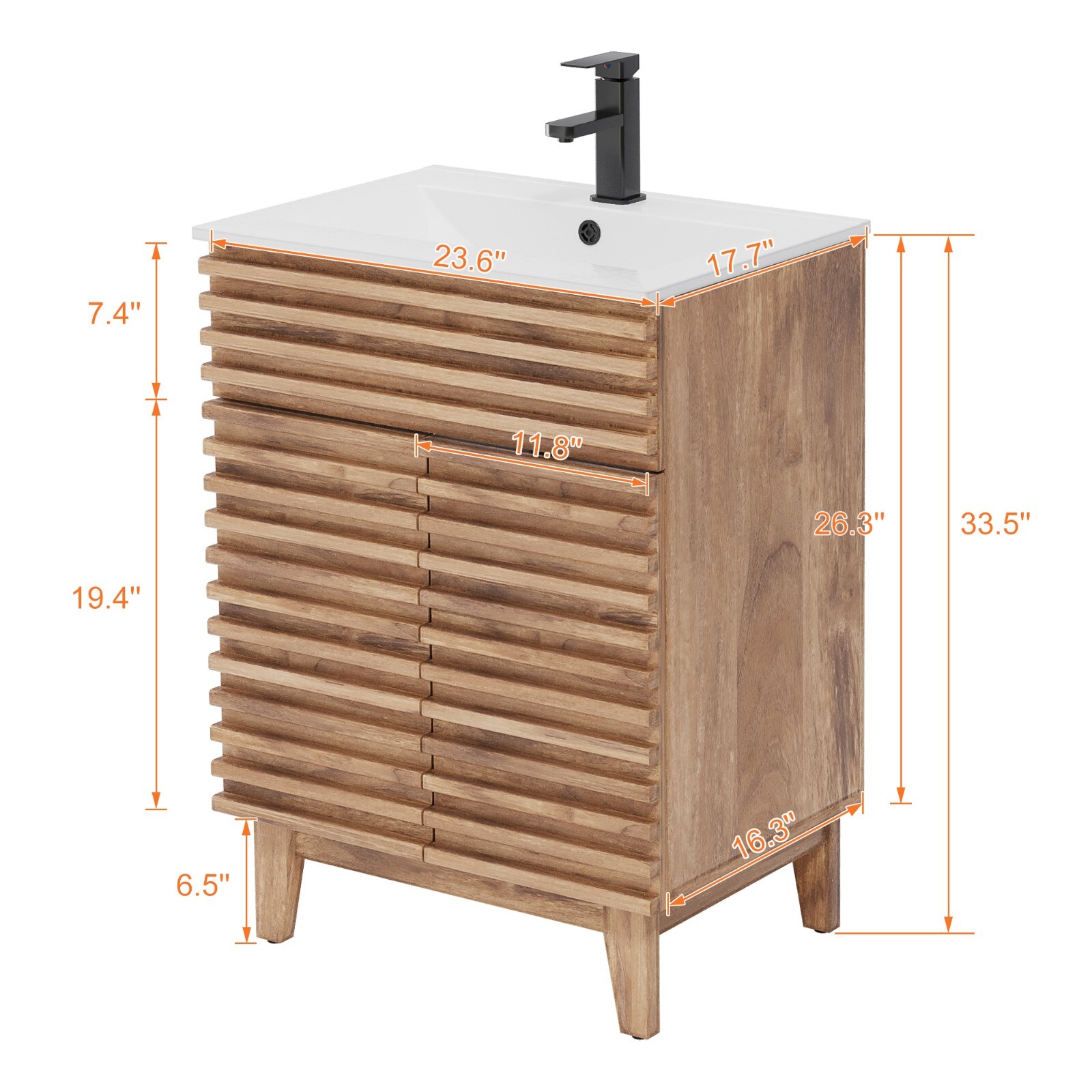 Bathroom Vanity Set W/Drop in Sink Mid-Century Faucet Cabinet Combo