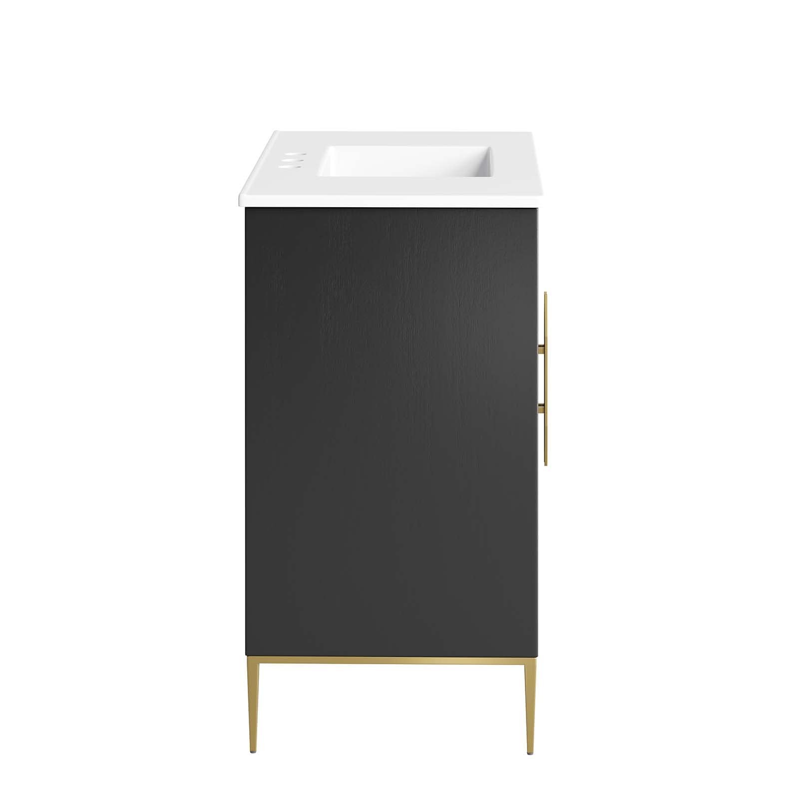 Modway Awaken 36″ Solid Wood and MDF Bathroom Vanity in White/Black