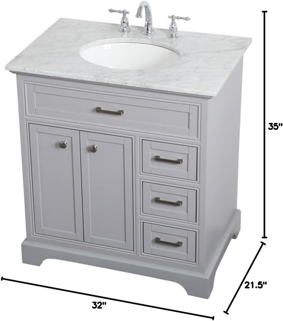 Elegant Lighting – VF15032GR – 32 Inch Single Bathroom Vanity in Grey