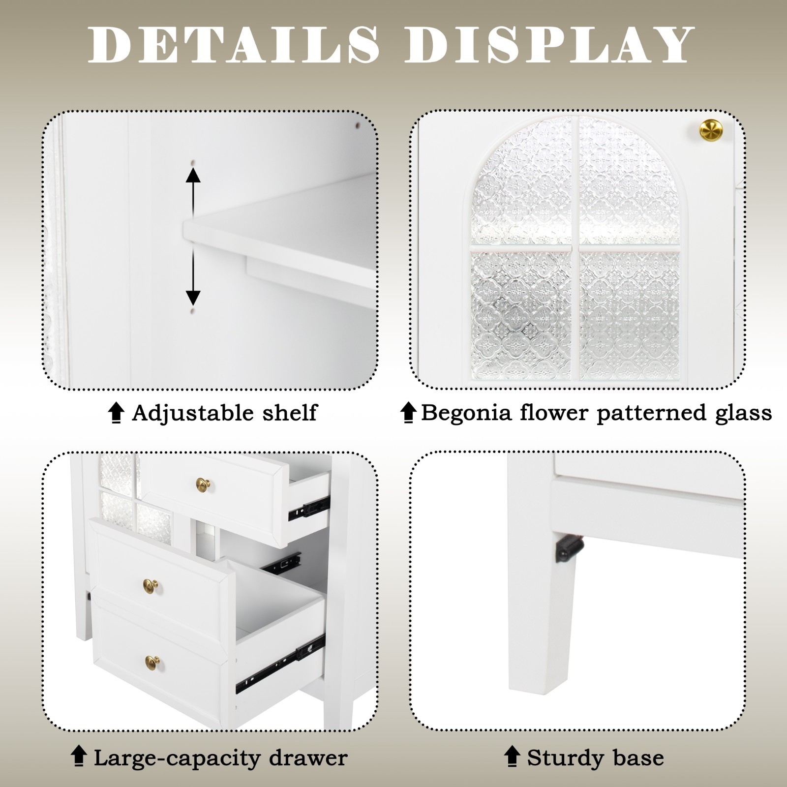 35.6″ Bathroom Vanity Storage Cabinet w/ Ceramic Sink Glass Motion Sensor Light