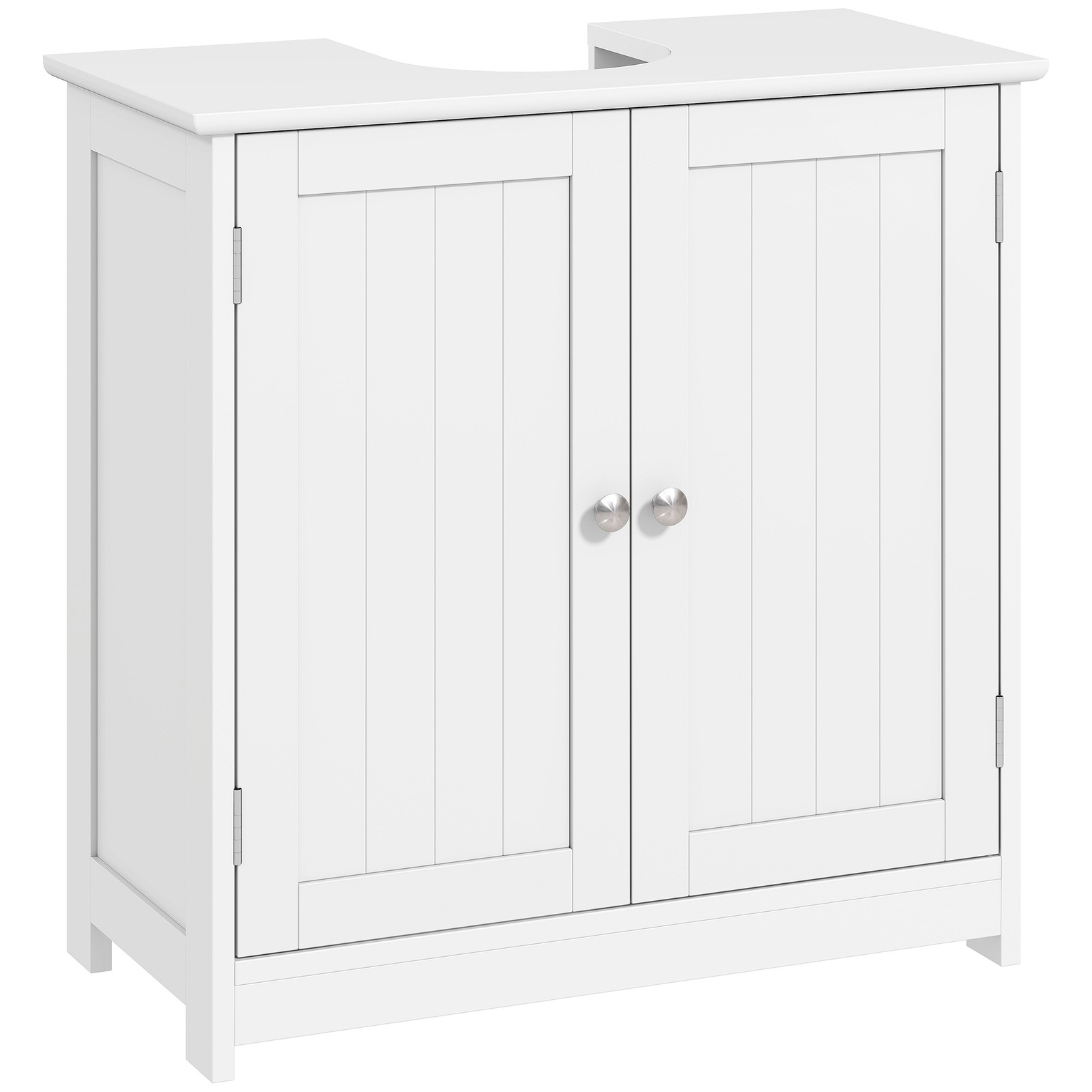 Short Pedestal Sink Washroom Storage Furniture w/Double Doors and Moveable Shelf