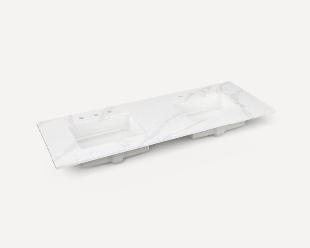 Robern TA60UD0100-8CS3 – 60″ Silestone Quartz Stone Vanity Top with 2 U/M Sinks