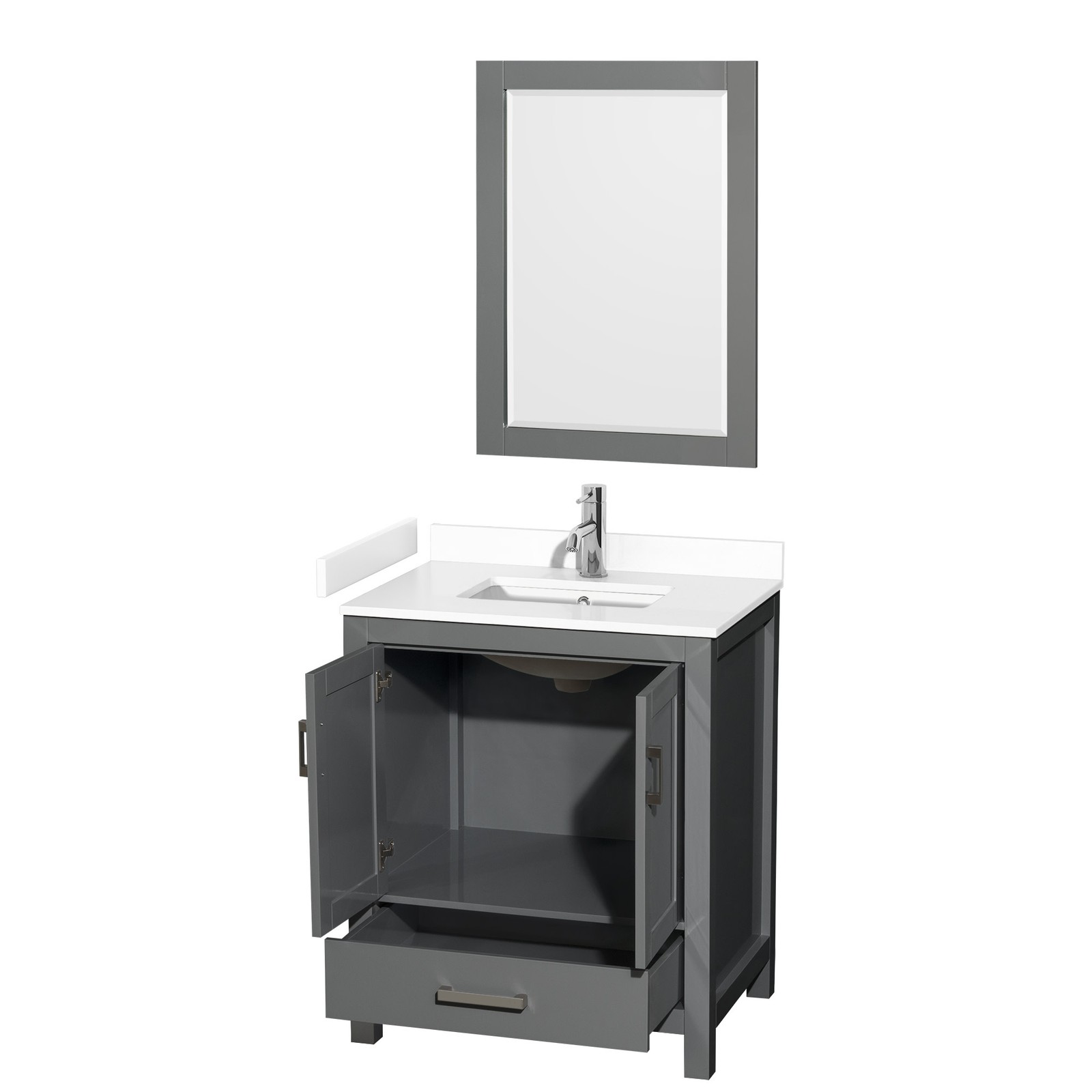 Wyndham Collection WCS141430S-VCA-M24 Sheffield 30″ – White / Carrara Cultured