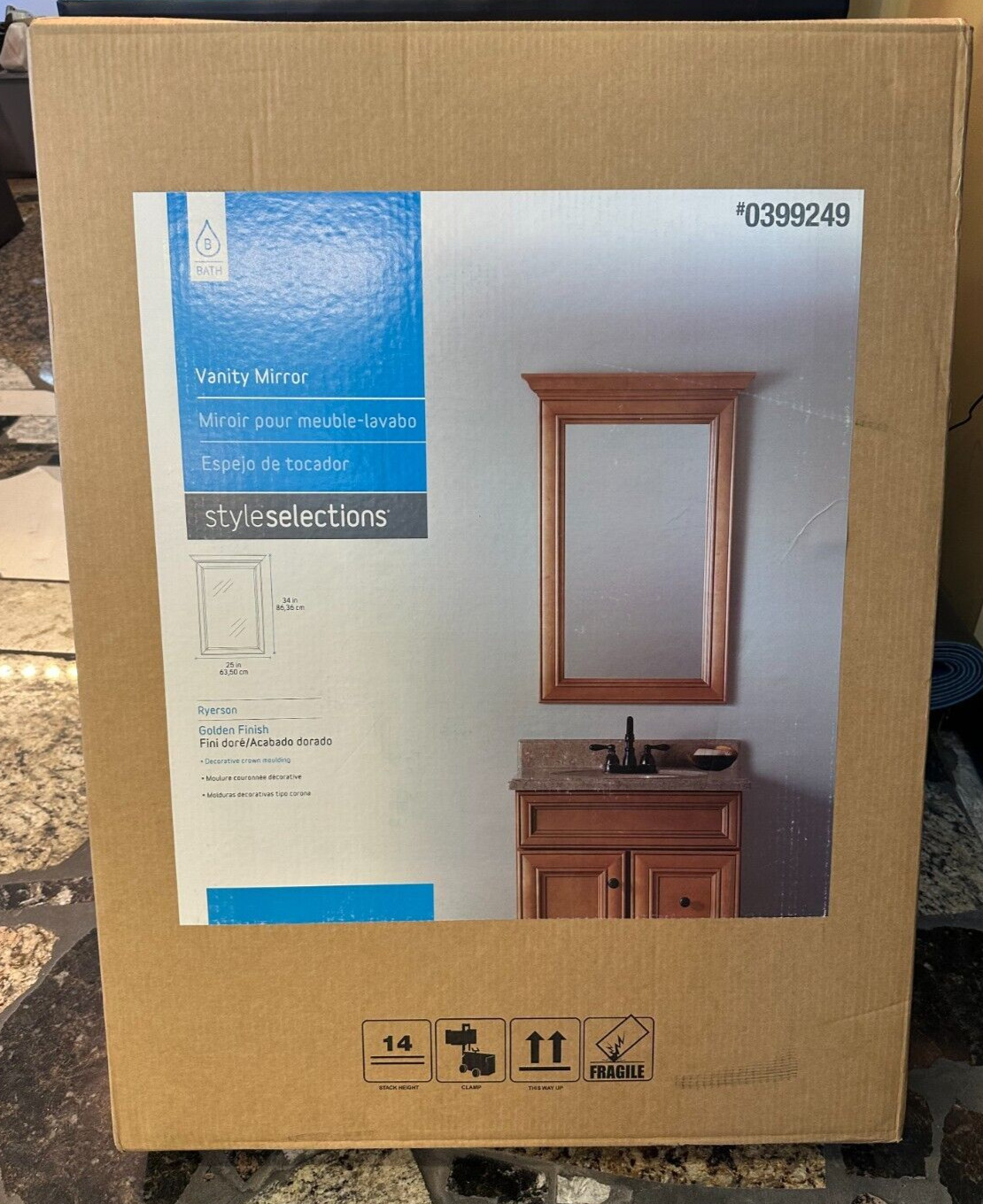 Style Selections Ryerson 25-in W x 34-in H Golden Rectangular Bathroom Mirror