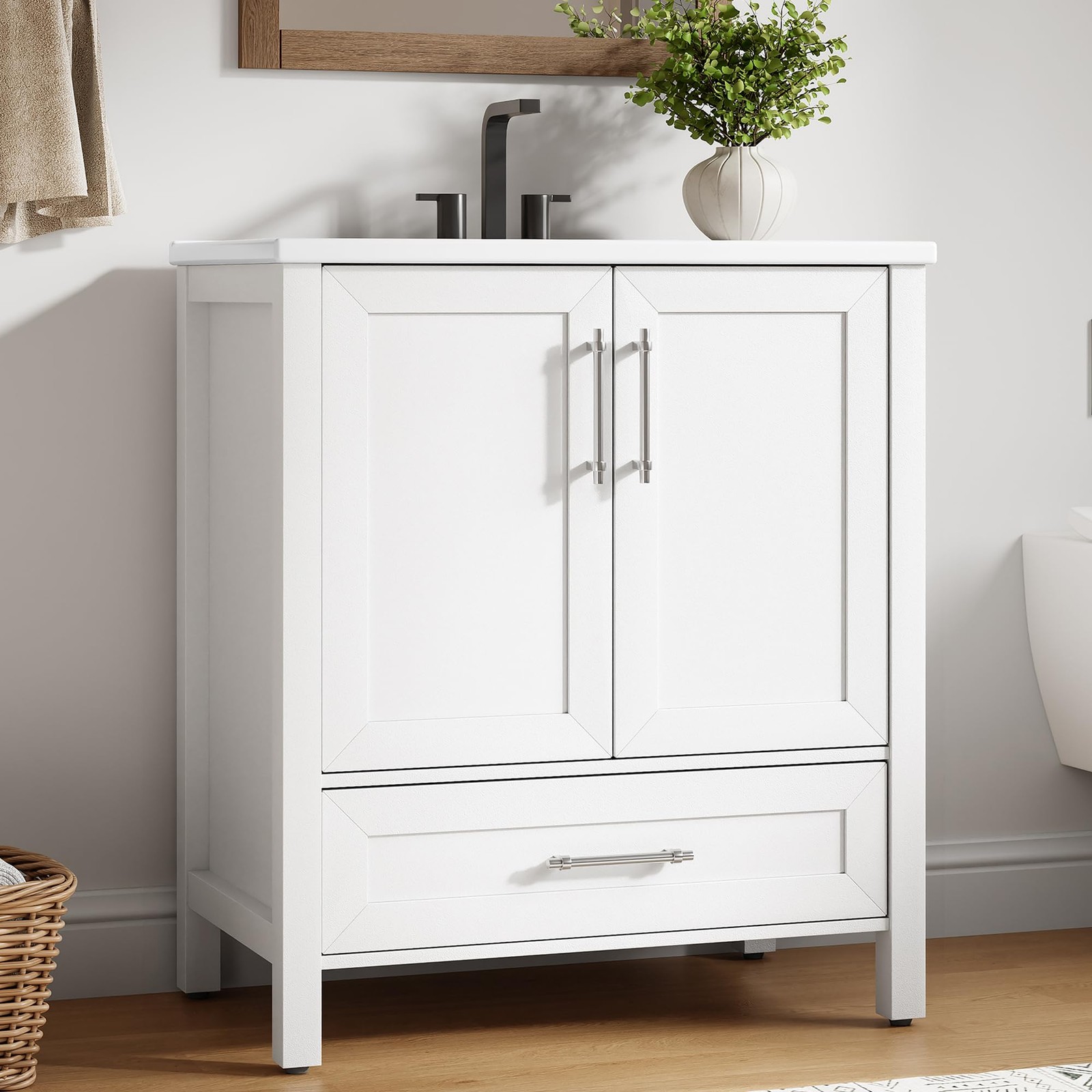 Garvee 30″ Bathroom Vanity with Sink, Freestanding Bathroom Sink Cabinet with…
