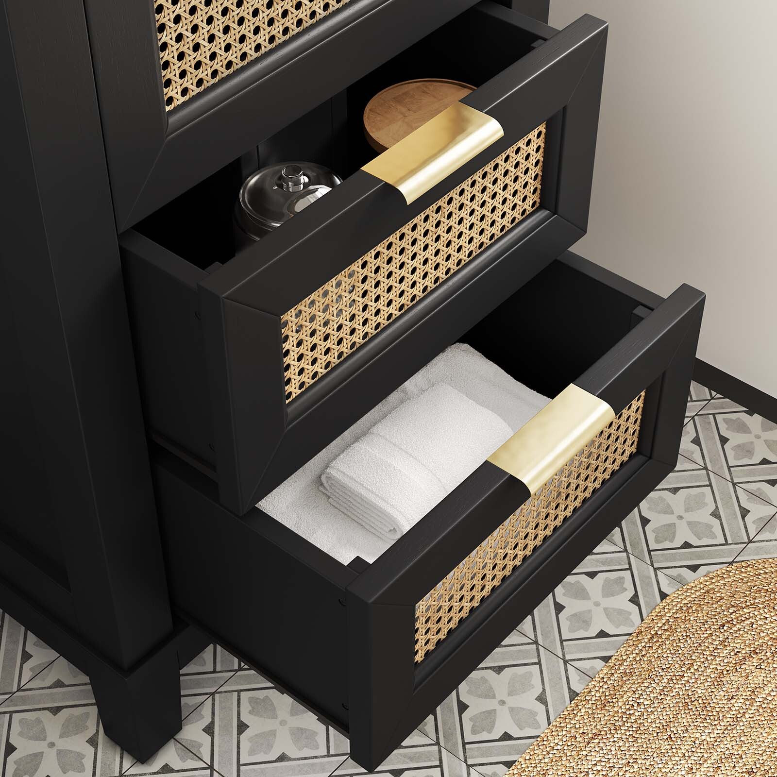 Modway Dixie 24” Solid Wood Bathroom Vanity in Black White