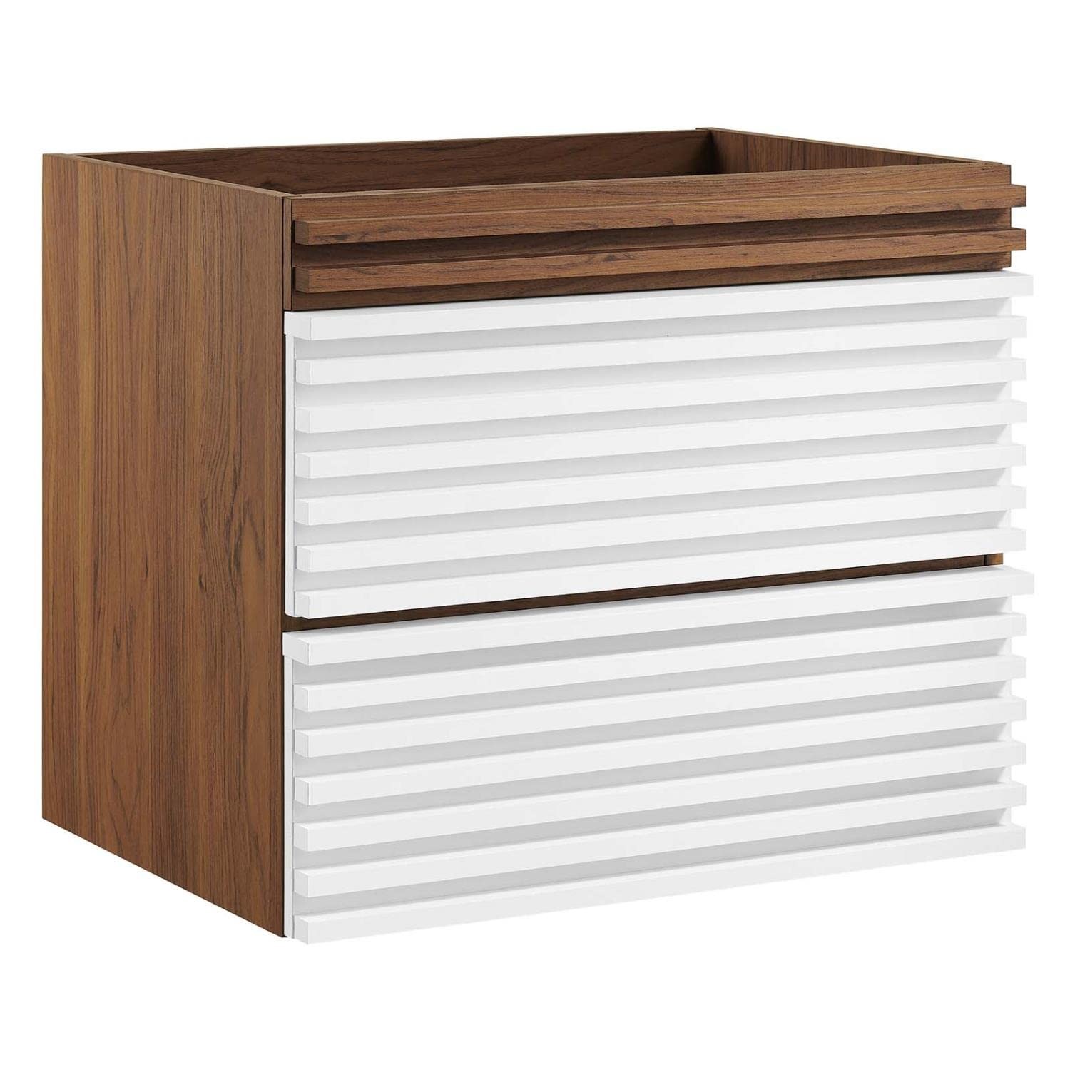 Modway Render 23.5″ MDF Wood Wall-Mount Bathroom Vanity Cabinet in White/Walnut