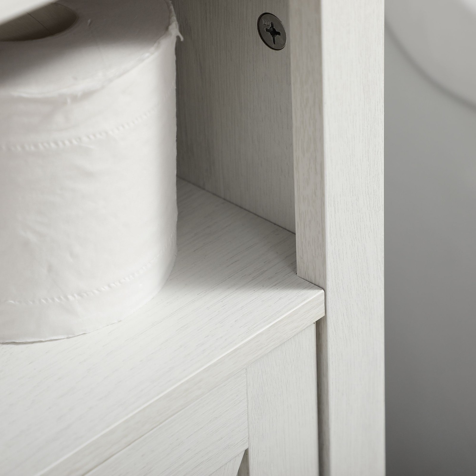 Smooth White Bathroom Cabinet 23.5×23.5in with Internal Shelf and 2 Doors