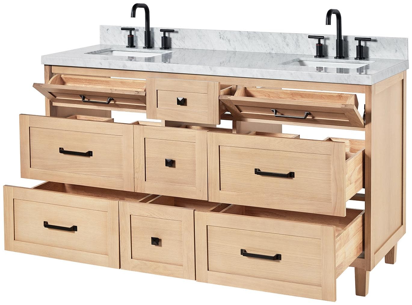 Ariel B61DCWRVO Monroe 61″ – Grey / Italian Carrara Marble Top / Brushed Nickel