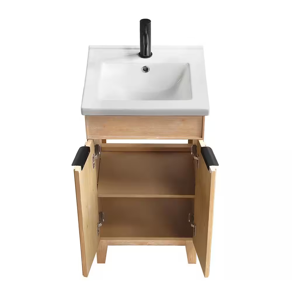Palos 18.1 In.W X 18.1 In.D X 34.8 In.H Single Sink Bath Vanity in Fir Brown wit