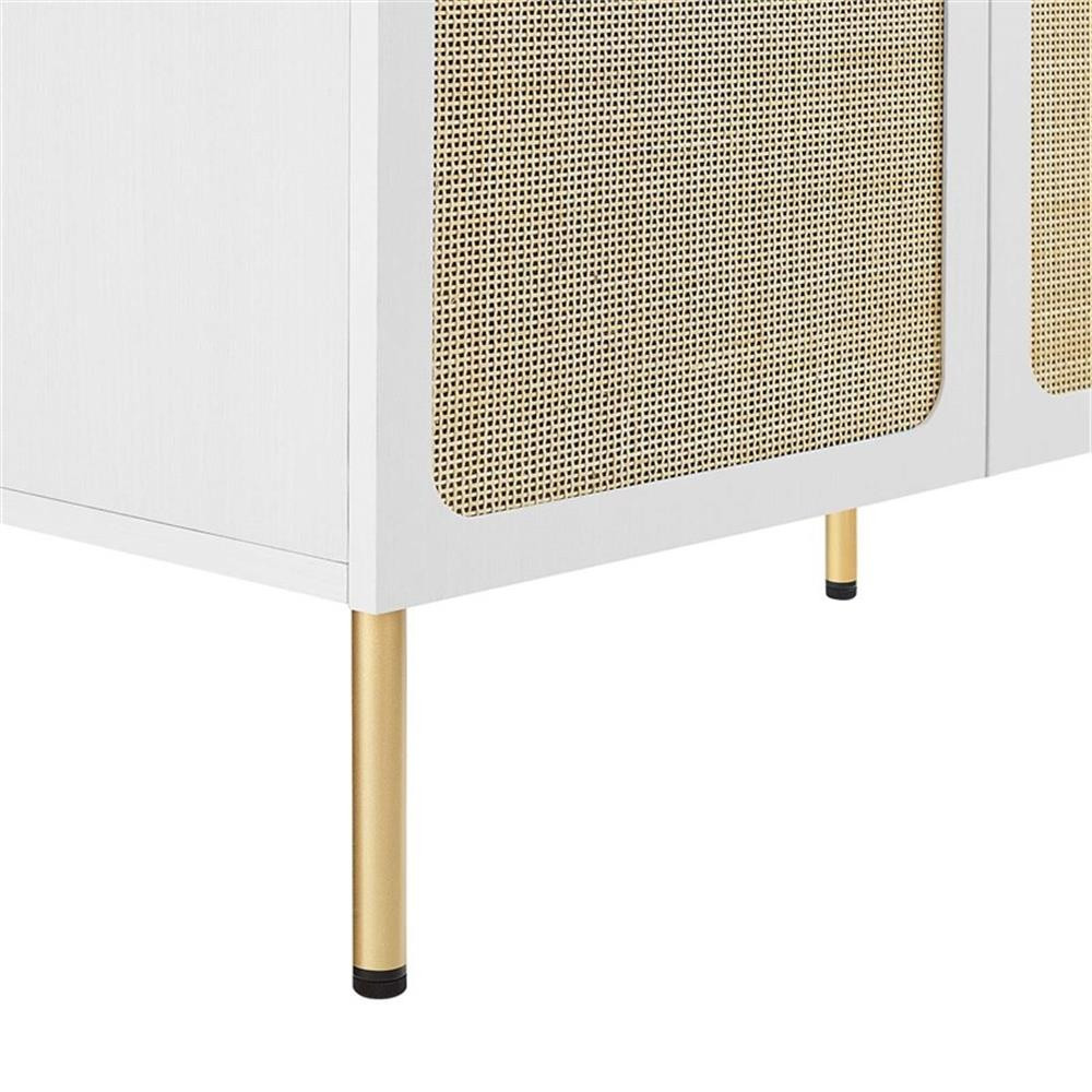 Modway Chaucer 36″ Wood & Rattan Bathroom Vanity with Adjustable Shelf in White