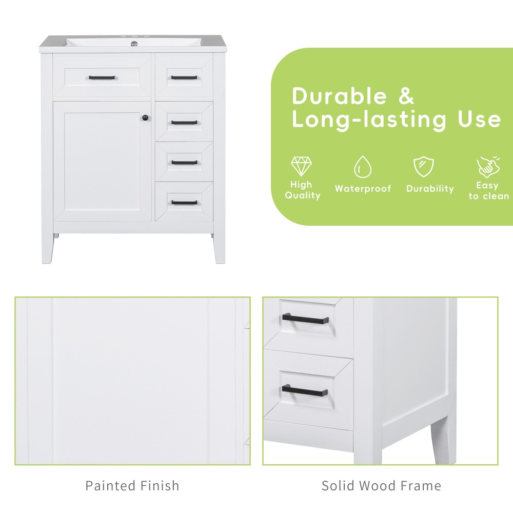 Vanity with Three Sliding Drawers and Shelves For Bathrooms Without Sinks