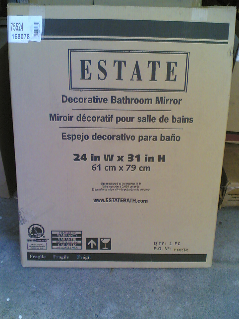 NIB: Decorative Antique-White Finish Bathroom Vanity or Hallway Mirror (24″x31″)