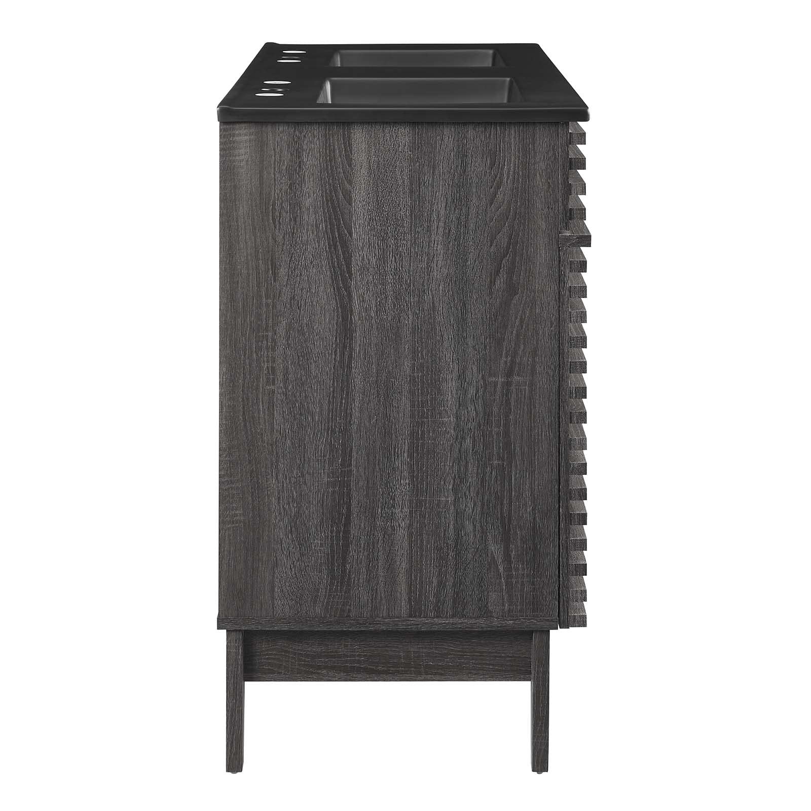 Modway Render 47.5″ MDF Wood Double Sink Bathroom Vanity in Charcoal/Black