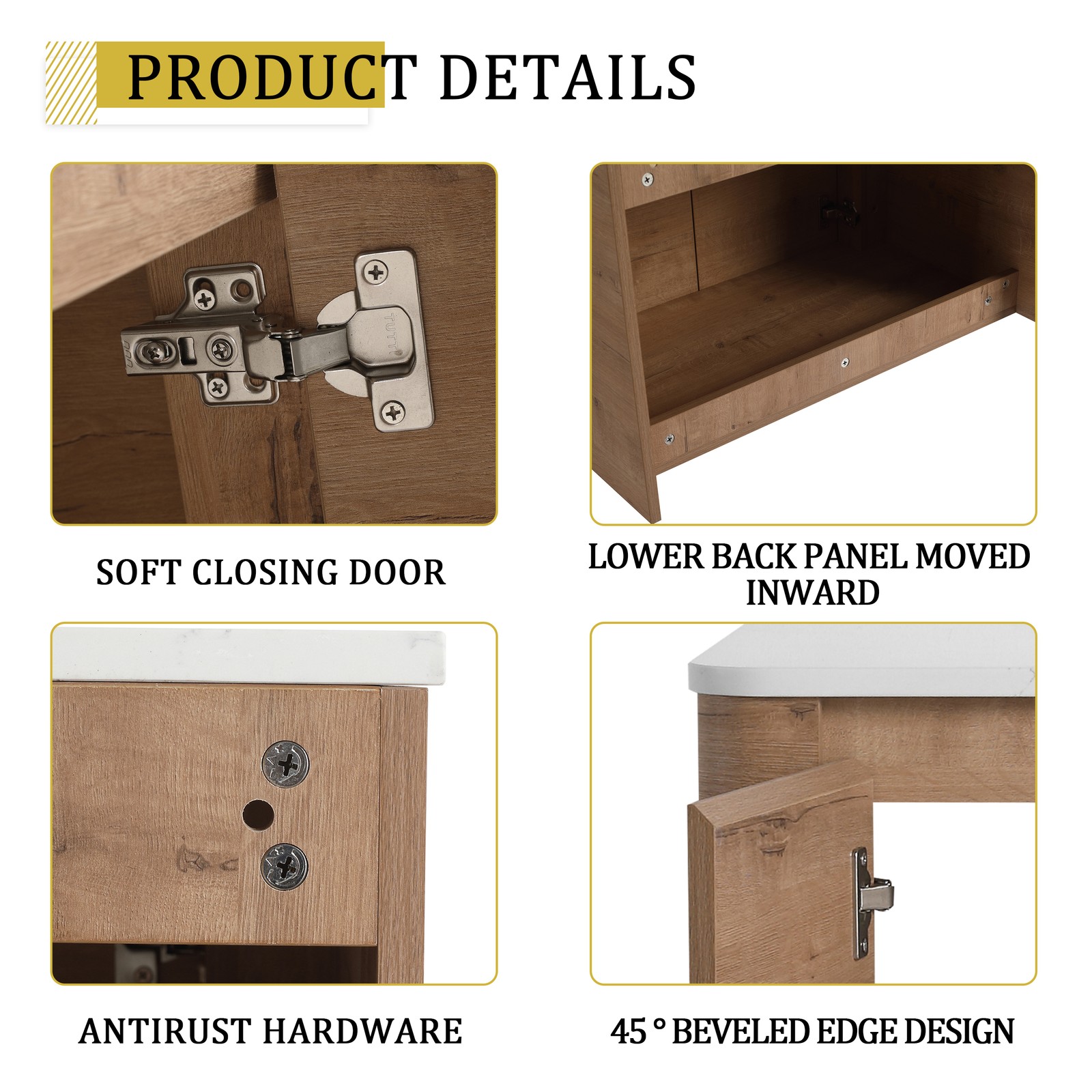 30″ Plywood Wall Mounted Bathroom Vanity W/ Ceramic Sink Soft-Close Door Cabinet