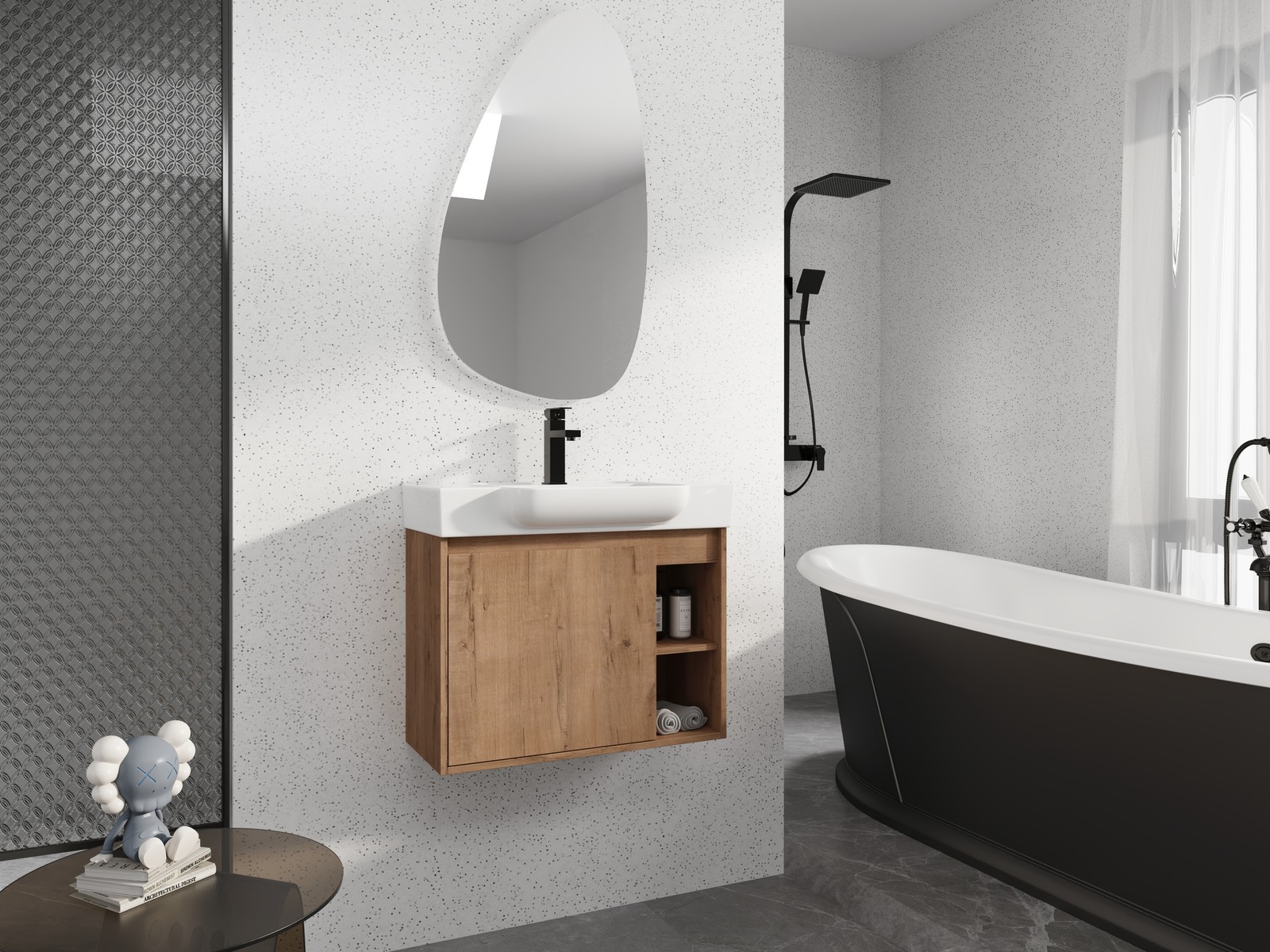 28 Inch Wall Mount Bathroom Vanity White Ceramic Sink Soft Close Door