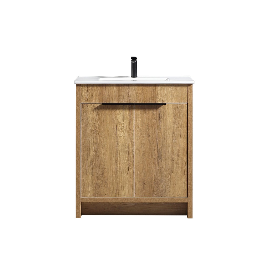 30-Inch Bathroom Vanity, Golden Oak, Soft Closing Hydraulic Hinges