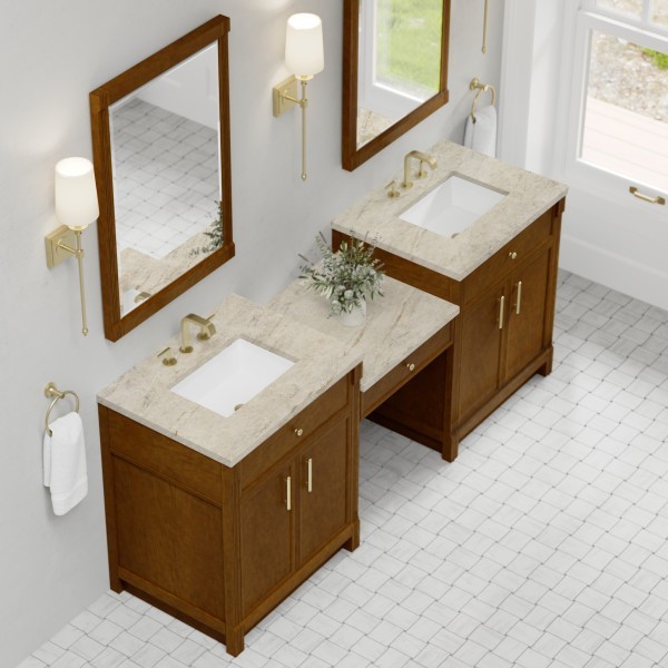 84″ James Martin Bellshire 660-VMC84-HNO-3TJR Dual Vanity Cabinet Tajnar Top