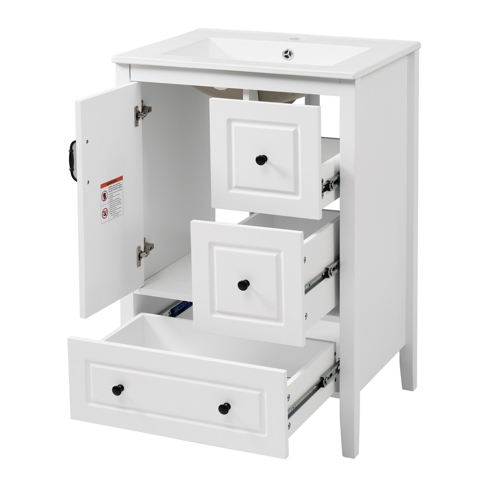 24 inch Bathroom Vanity with Sink, One Cabinet with Soft-closing Door