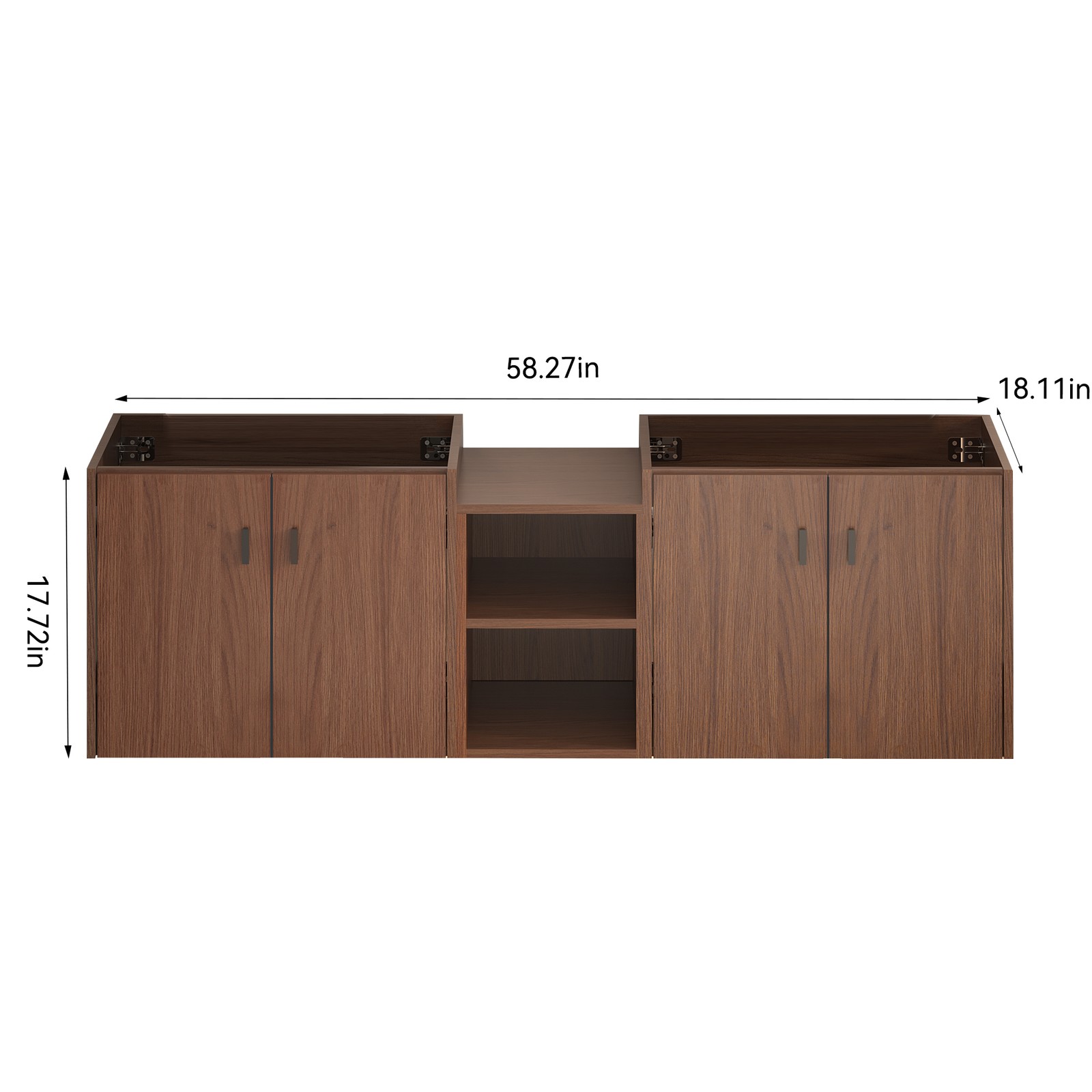 60in reddish brown Bathroom Vanity w/Storage Shelves & Soft Close Doors