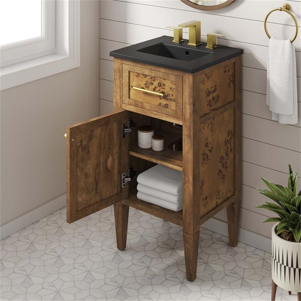 Modway Elysian 18″ Modern Wood Bathroom Vanity in Black and Brown