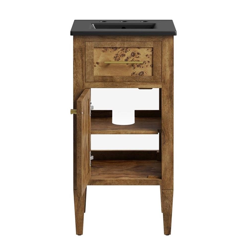 Modway Elysian 18″ Modern Wood Bathroom Vanity in Black and Brown