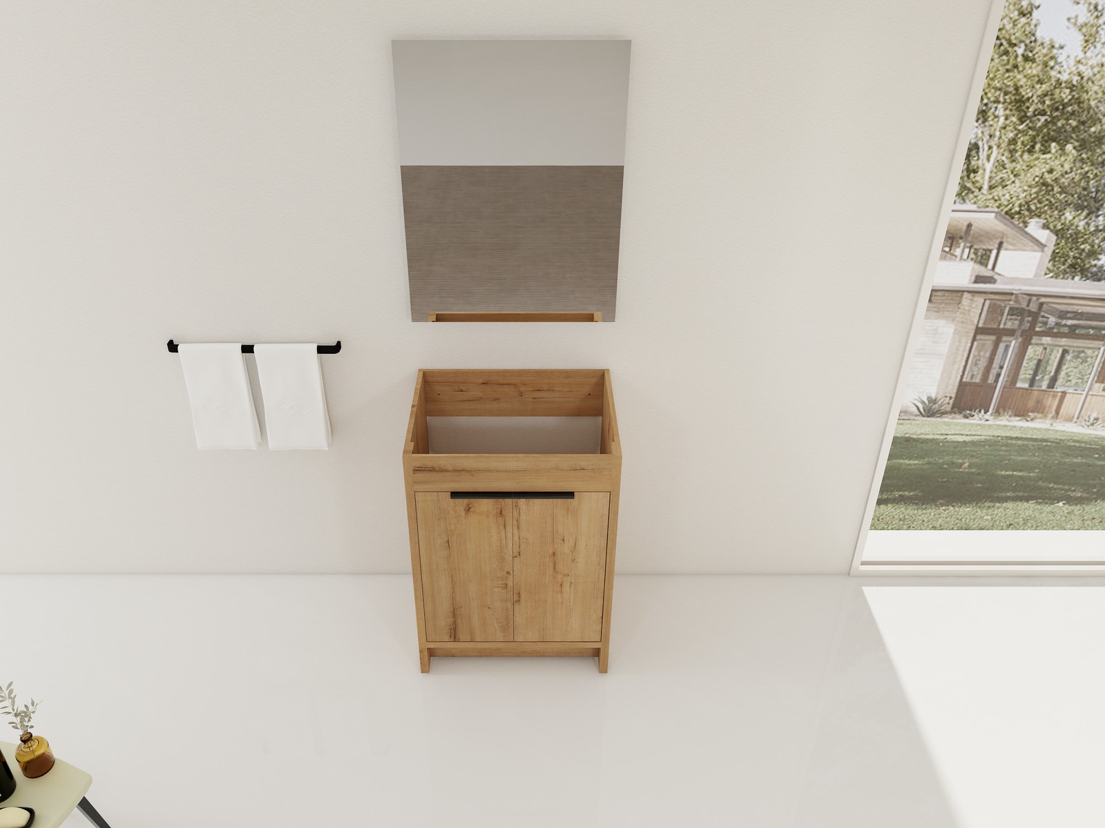 24″Plywood Freestanding Bathroom Vanity Cabinet W/2 Soft-Close Doors without Top