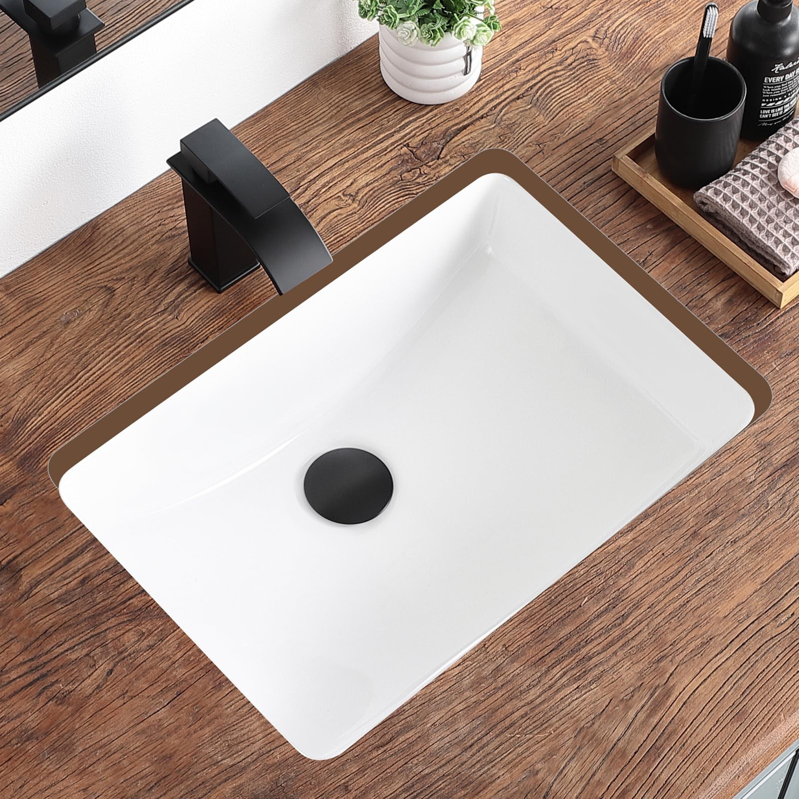 18 Inch Undermount Bathroom Sink White Ceramic Rectangular Under Counter Bathroo