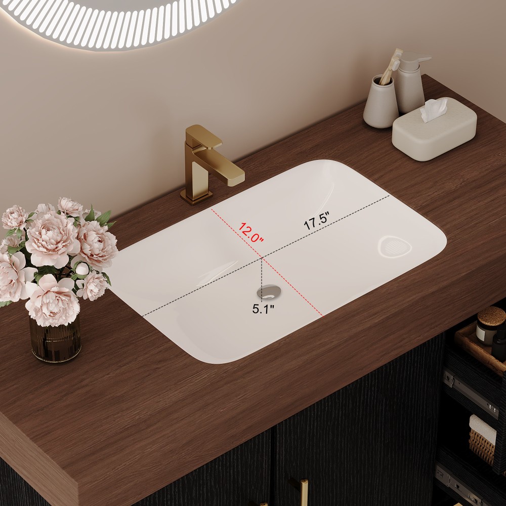 36″ Free-Standing Bathroom Vanity w/Seamless Ceramic Sink & Sintered Stone Top