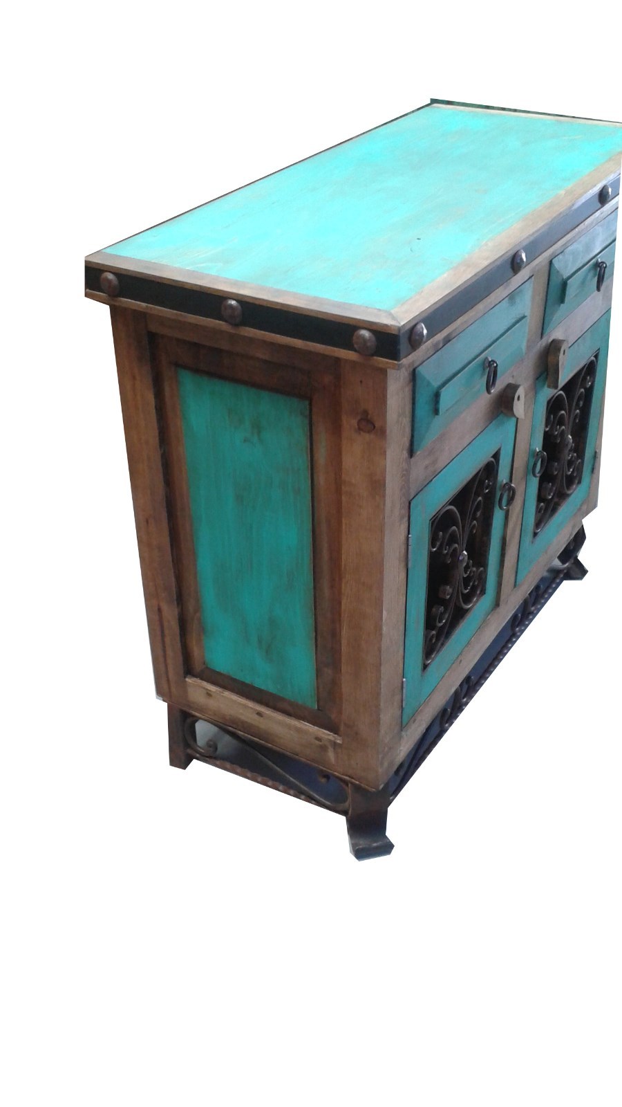 Rustic Red Wash Saint Andrew Metal Base Bathroom Vanity