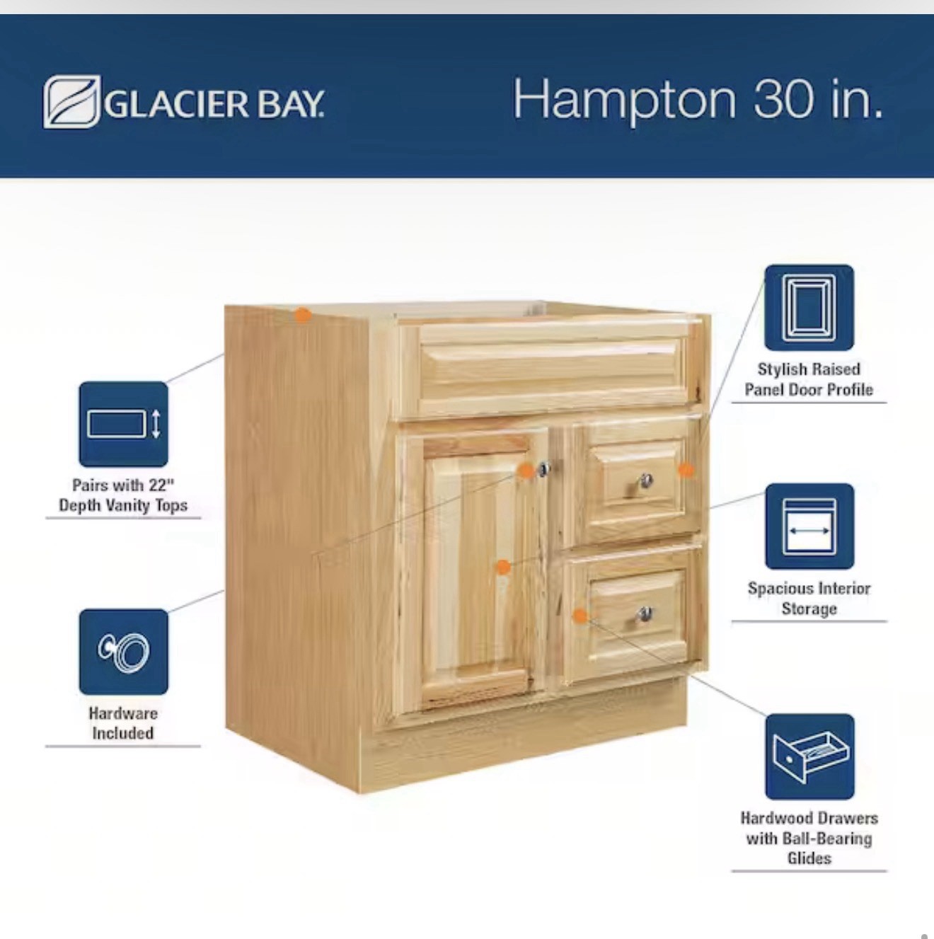 30 in. W x 21 in. D x 33.5 in. H Vanity Cabinet without Top in Natural Hickory