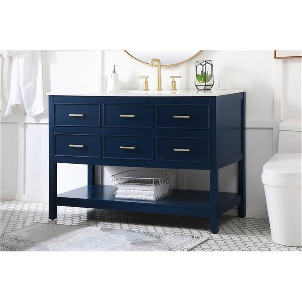 Elegant Decor Sinclaire 48″ Aluminum Alloy & MDF Single Bathroom Vanity in Blue