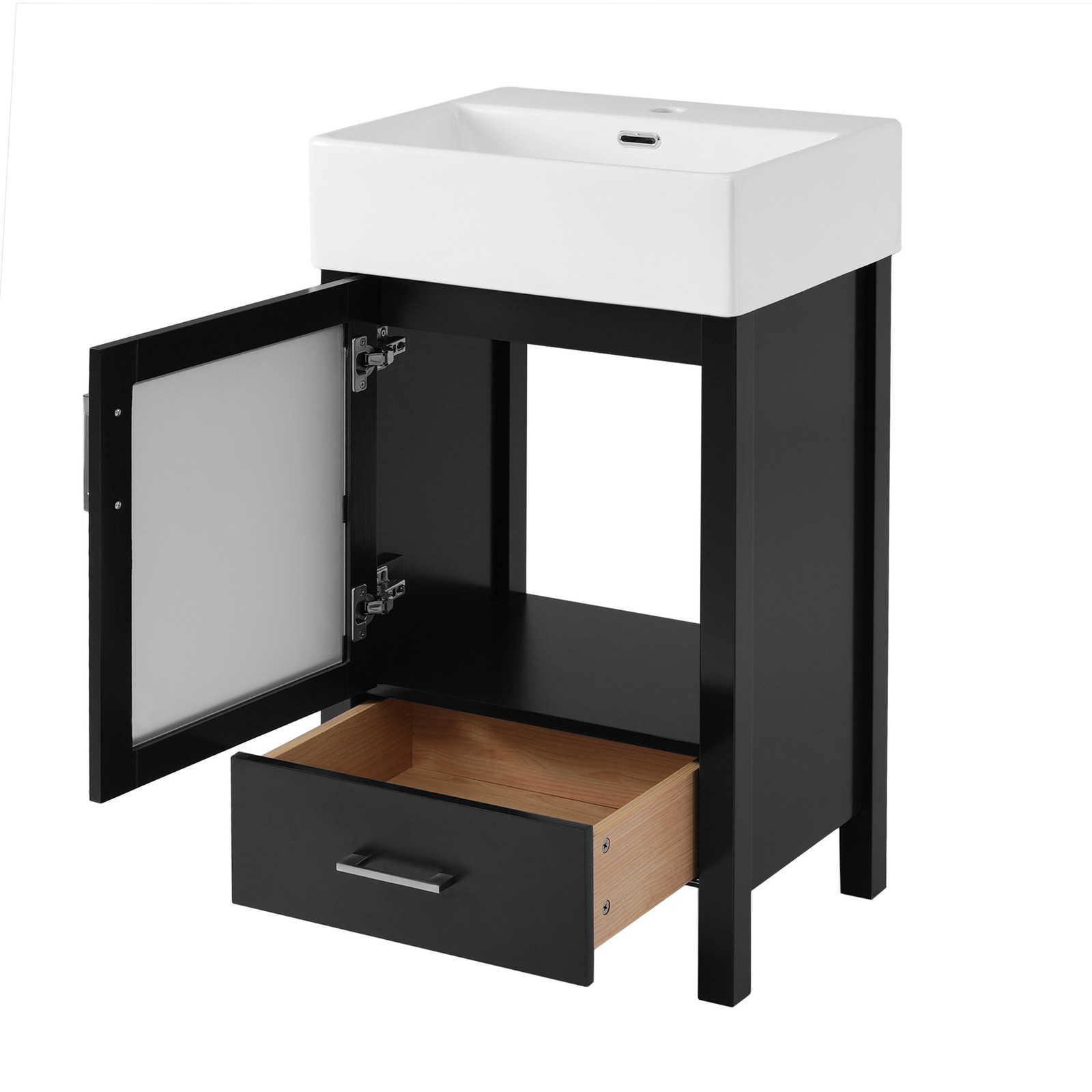 20-Inch Bathroom Vanity with Ceramic Sink Modern Wood Vanity Storage Cabinet