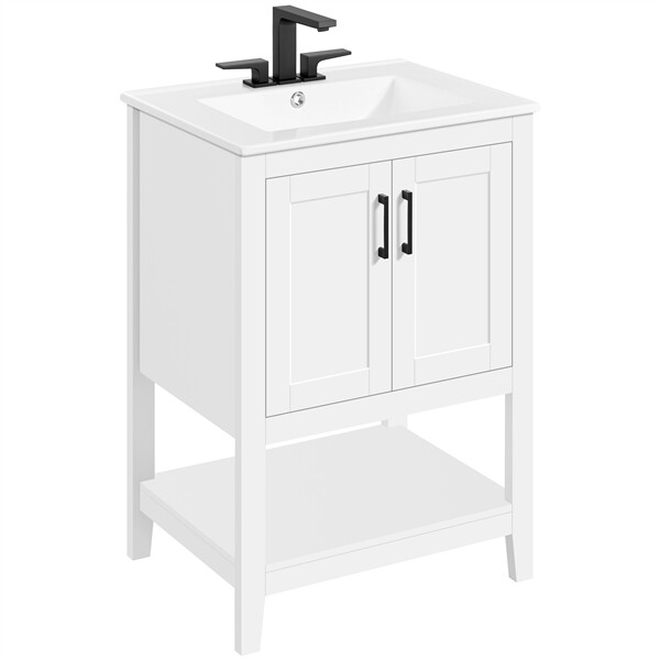 Bathroom Vanities Cabinet with Sink Combo Set 24x19x34 Inch for Bathroom, White