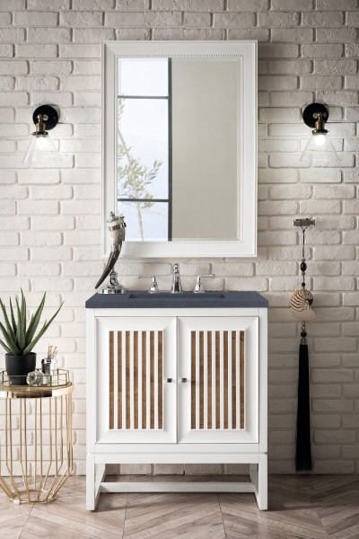 30″ James Martin Athens E645-V30-GW-3CSP Vanity Cabinet Charcoal Soapstone Top