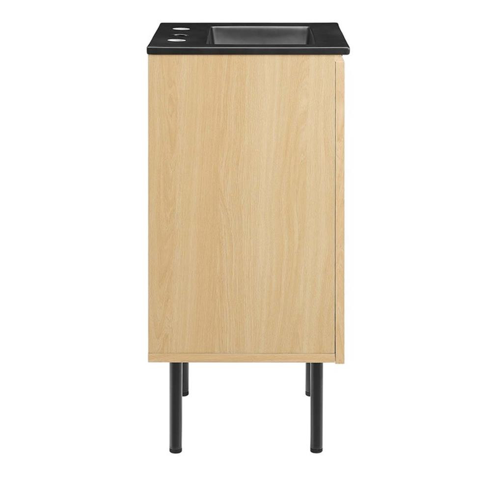 Modway Chaucer 18″ Wood & Rattan Bathroom Vanity in Oak/Black
