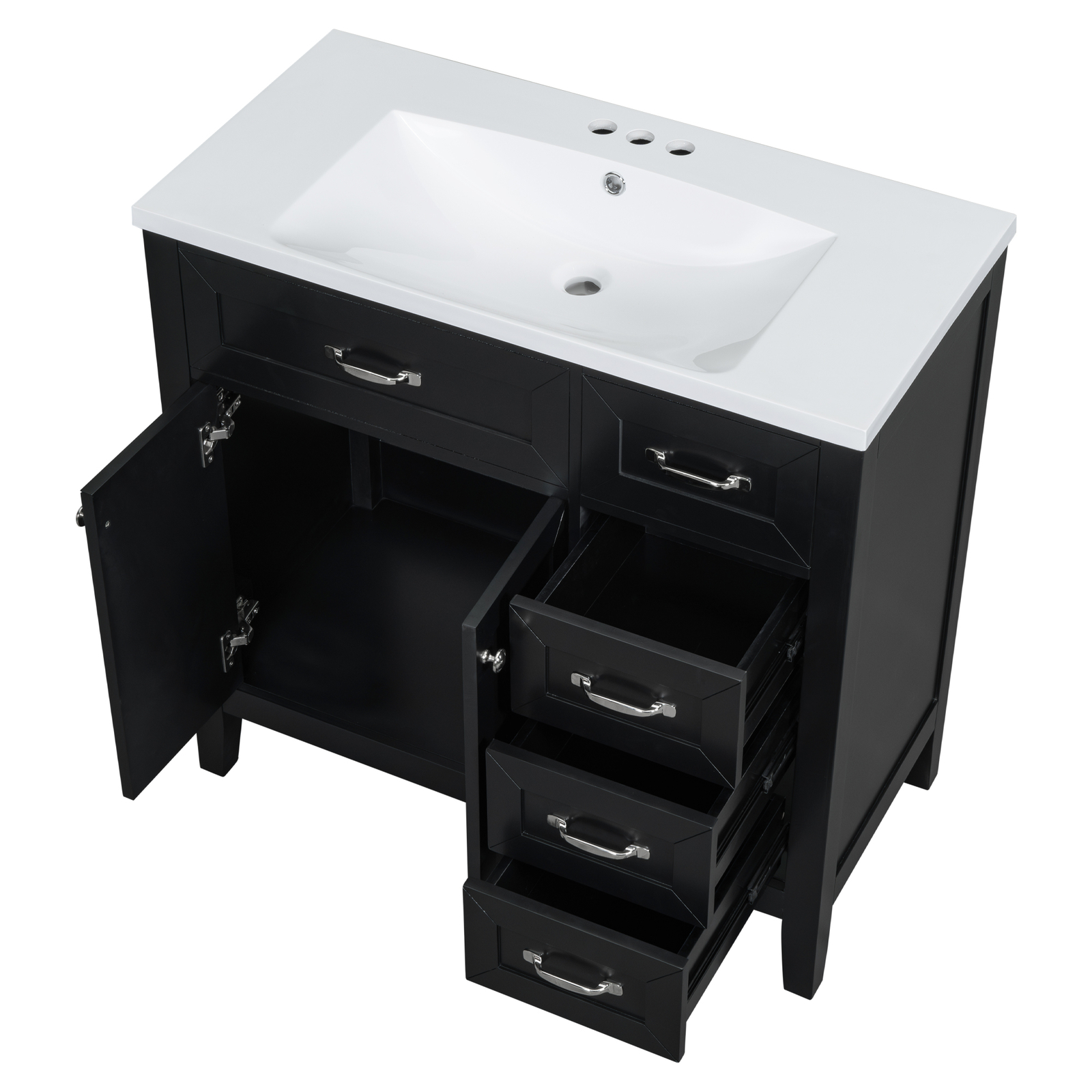 36″ Bathroom Vanity w/ Sink, Freestanding Storage Bath Vanity Cabinet, 3 Drawers