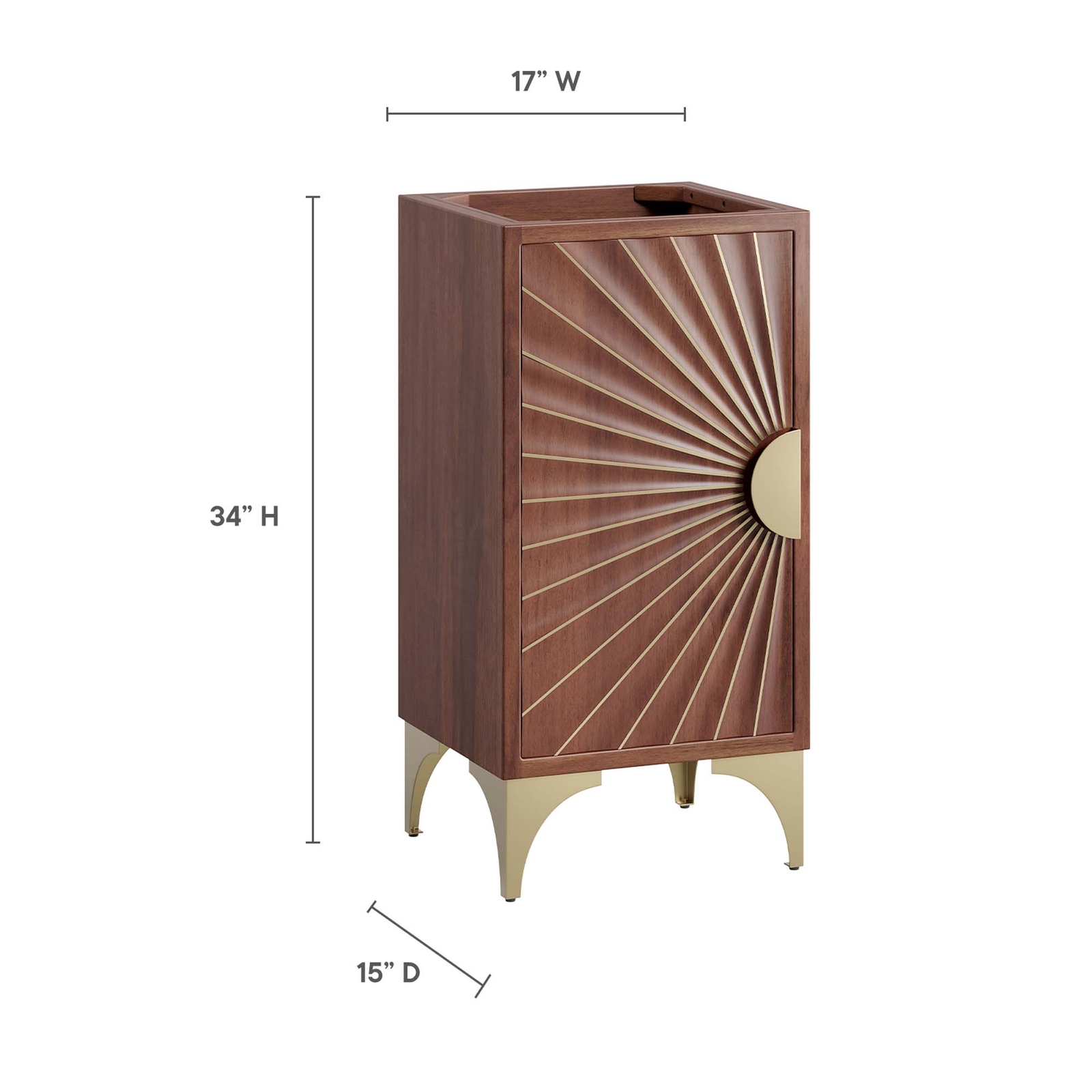 Modway Daylight 18″ Bathroom Vanity Cabinet in Walnut – Sink Basin Not Included