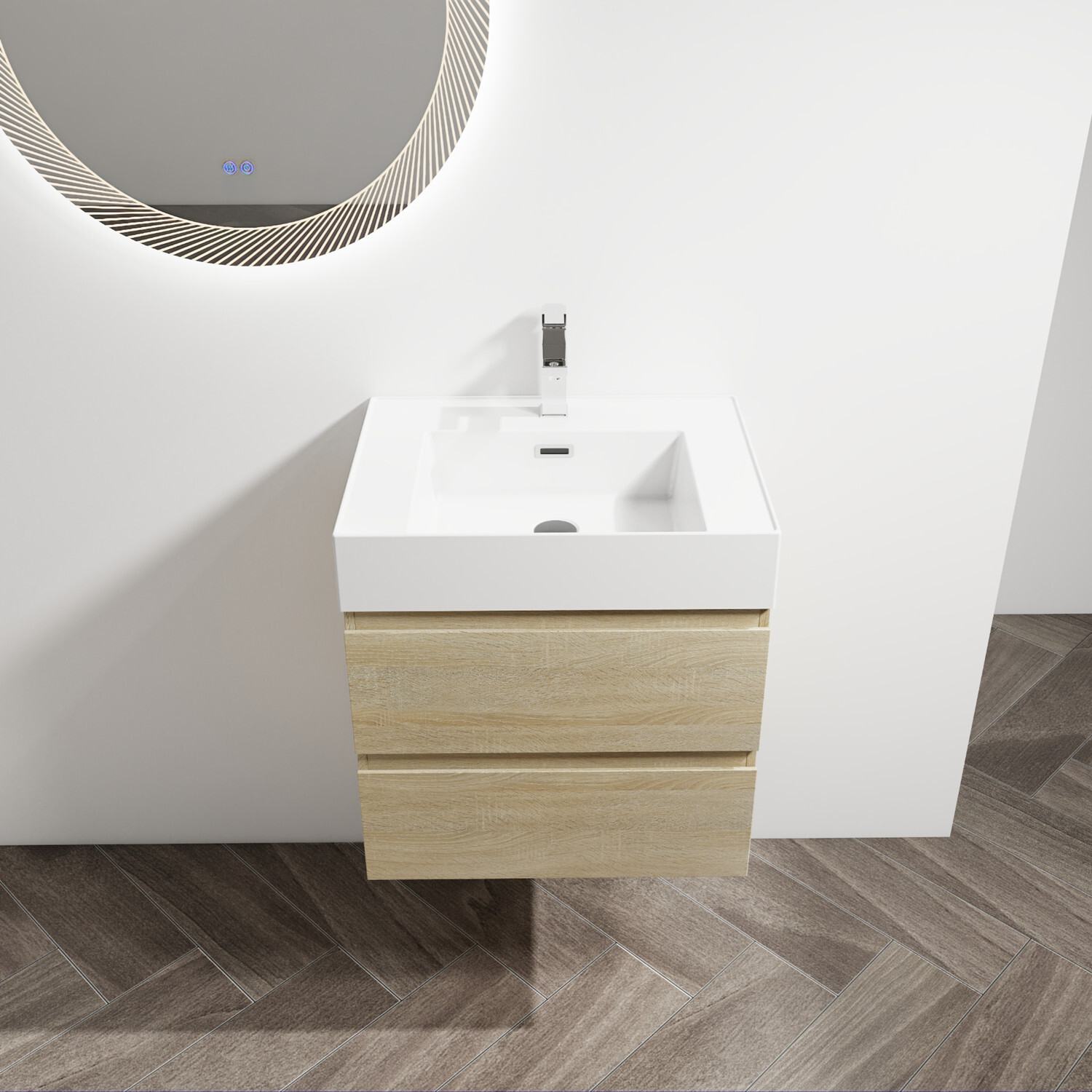 24″ 30″ 36″ Wall Mounted Bathroom Vanity w/Sink,Floating Vanity Cabinet,2 Drawer