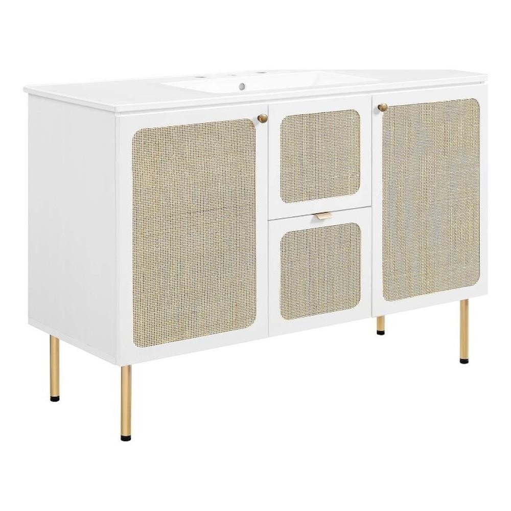 Pemberly Row 48″ Single Sink Wood & Metal Bathroom Vanity in White