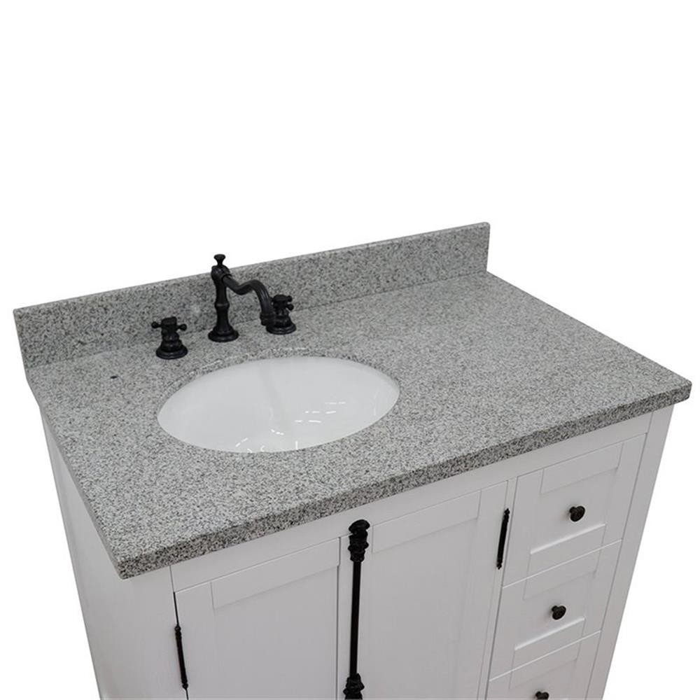Plantation Solid Wood Vanity with Left Oval Sink in Glacier Ash/Gray