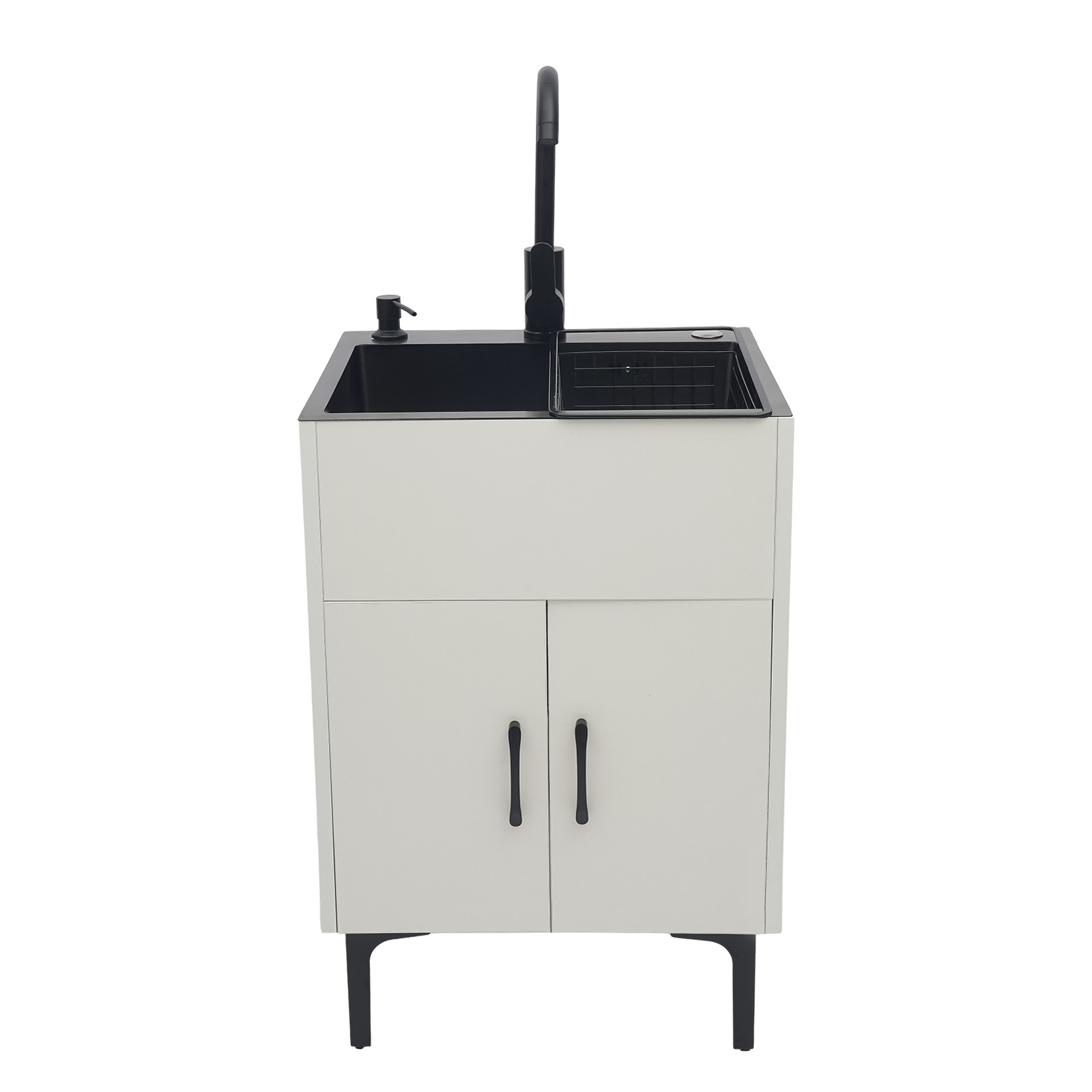 20″ Laundry Sink Cabinet w/ Faucet, Freestanding Utility Sink Cabinet w/ Storage