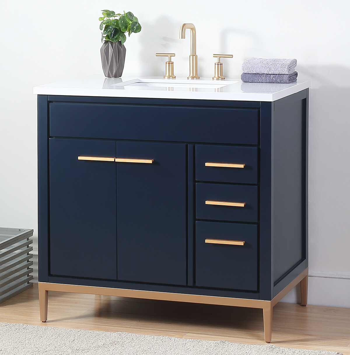 36 inch Beatrice Navy Blue Modern Bathroom Sink Vanity TB-9888NB-V36