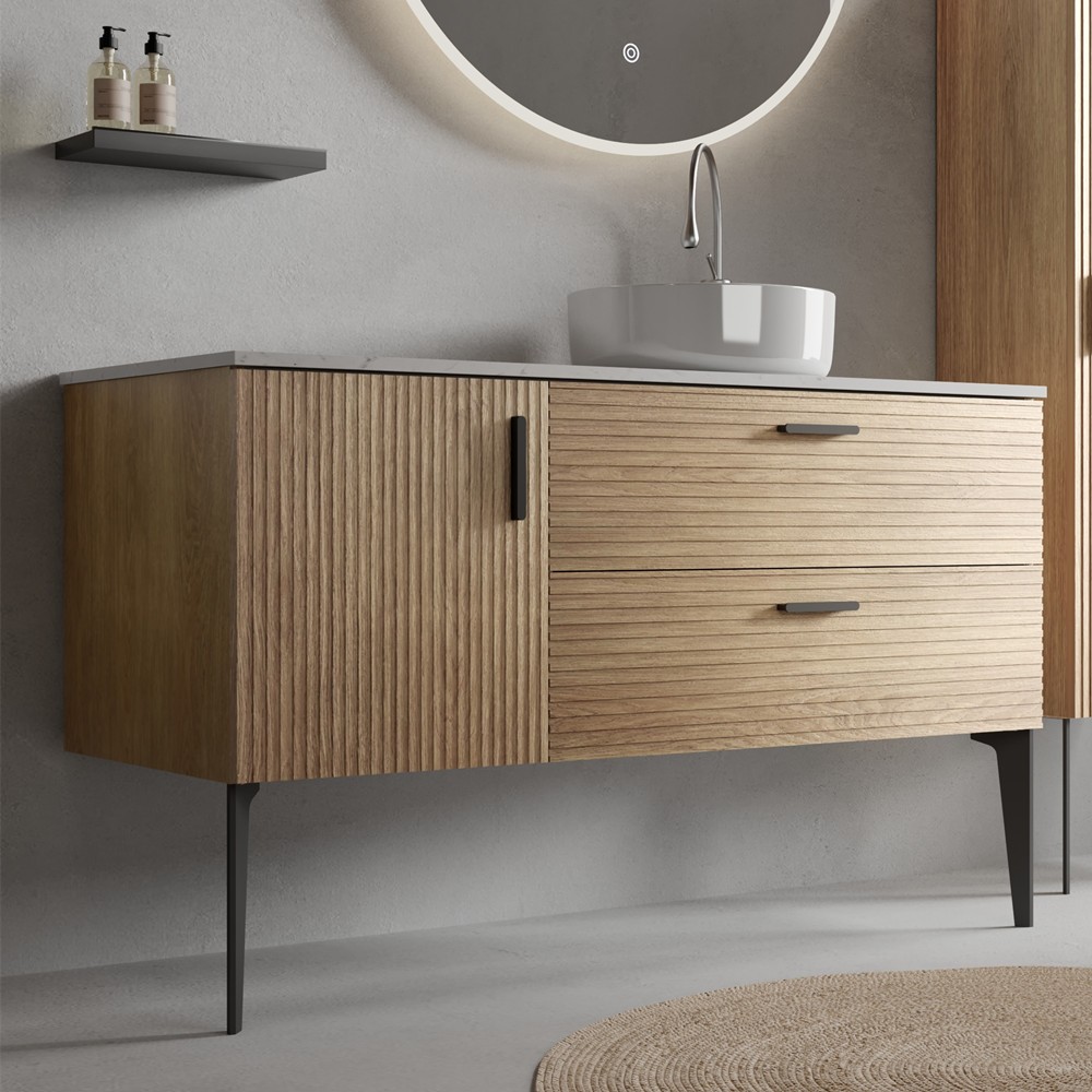 48″ Bathroom Vanity with Sink, Freestanding Vanity Cabinet, 2 Drawers,Metal Legs