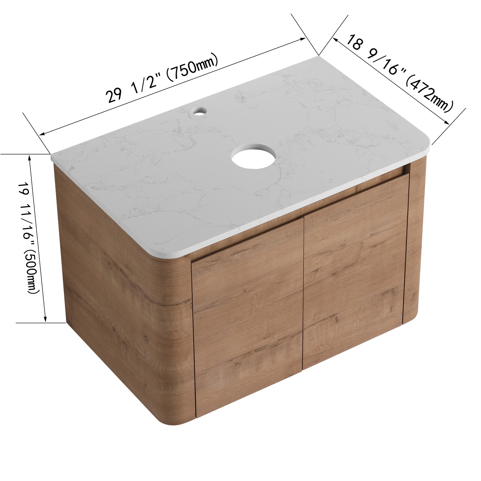 30″ Wood Floating Bathroom Vanity W/Soft-Close Door Cabinet Wall Mounted No Sink