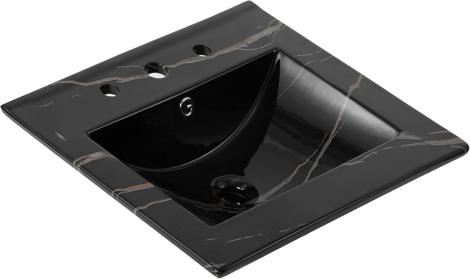 Elegant 20″ Rectangular Black Marble Ceramic Vanity Sink Top – Timeless Design